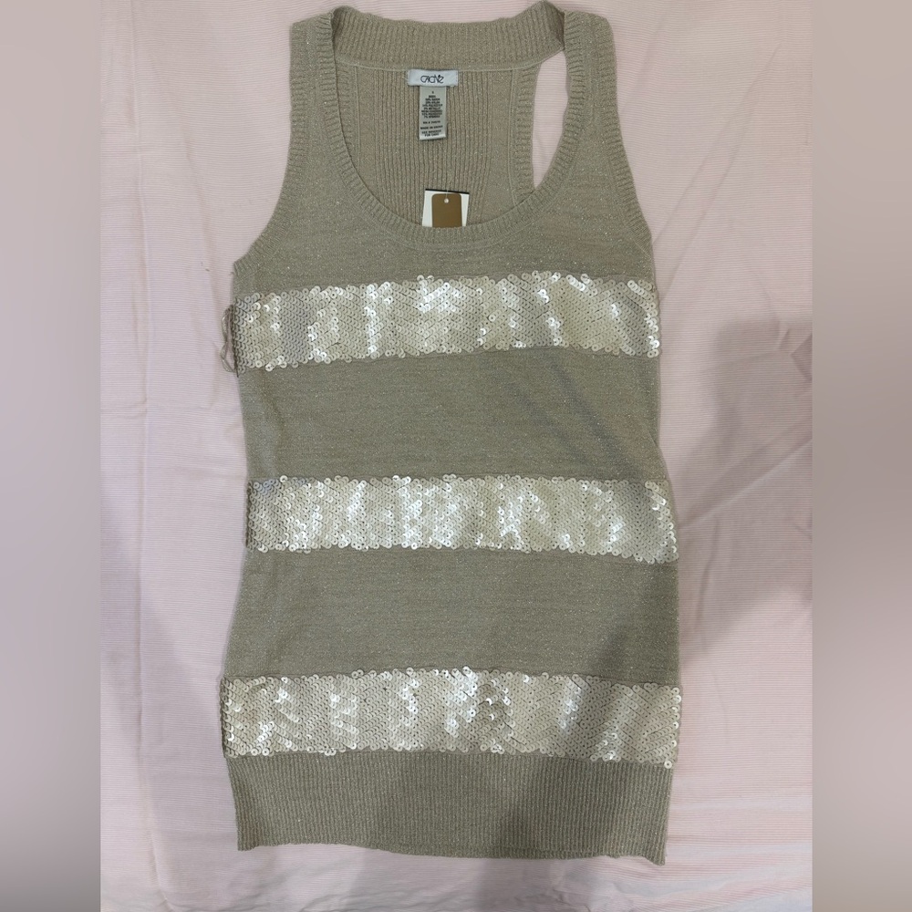 Cache Metallic Knit Top